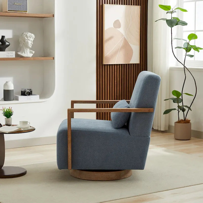 Fauteuil de salon pivotant moderne et rembourré