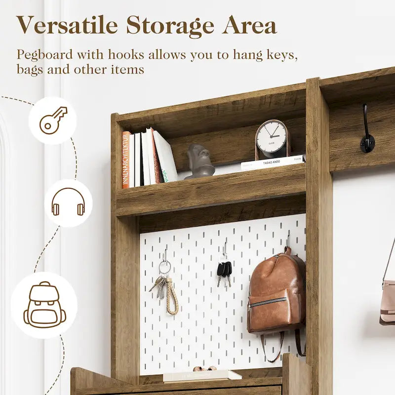 Porte-manteau, avec banc et meuble à chaussures