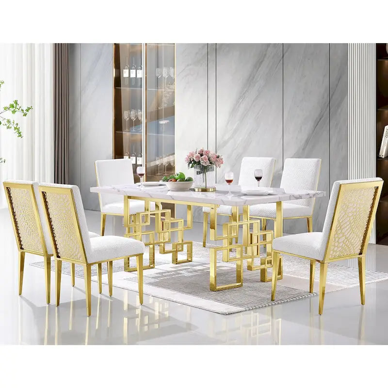 Table de salle à manger effet marbre