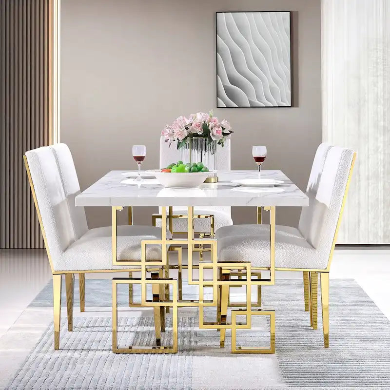 Table de salle à manger effet marbre