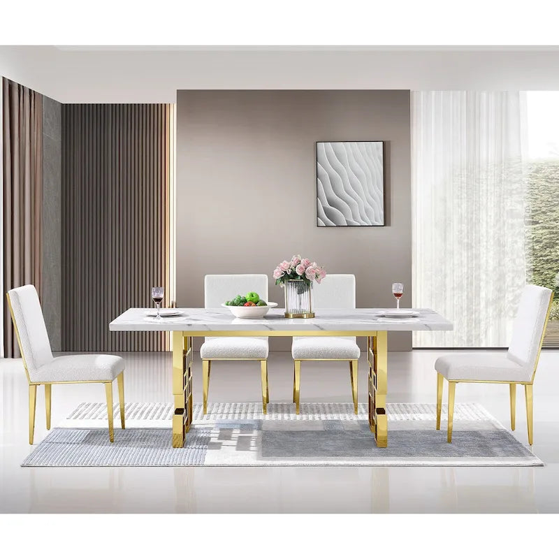 Table de salle à manger effet marbre