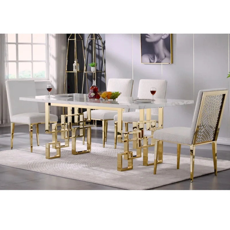 Table de salle à manger effet marbre