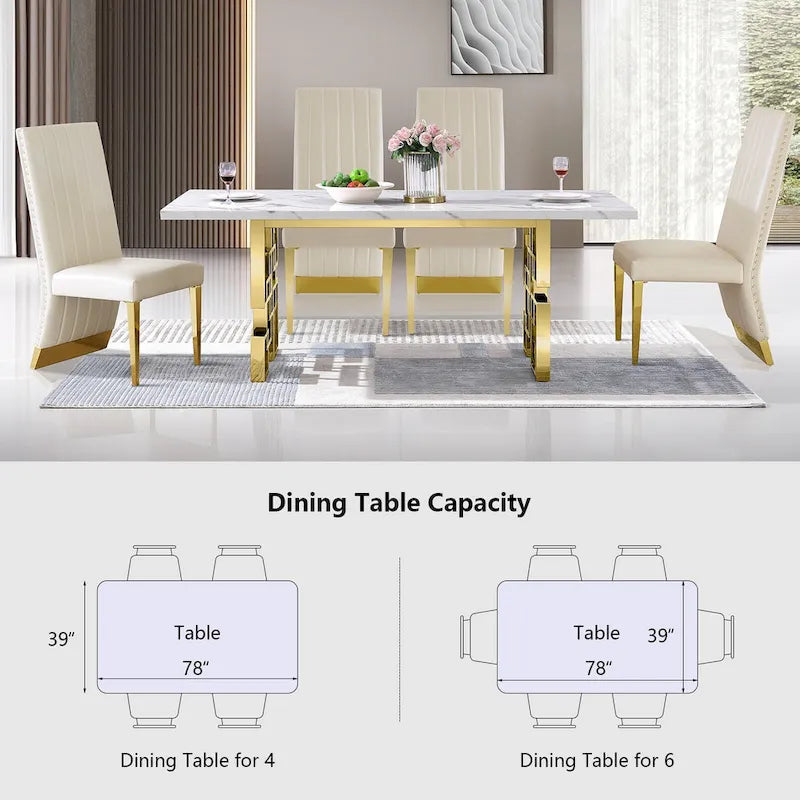 Table de salle à manger effet marbre