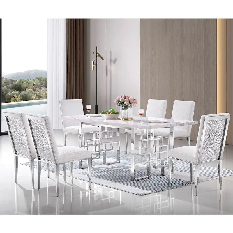 Table de salle à manger effet marbre