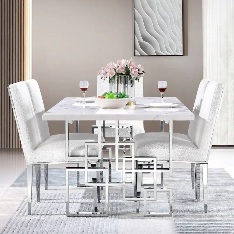 Table de salle à manger effet marbre