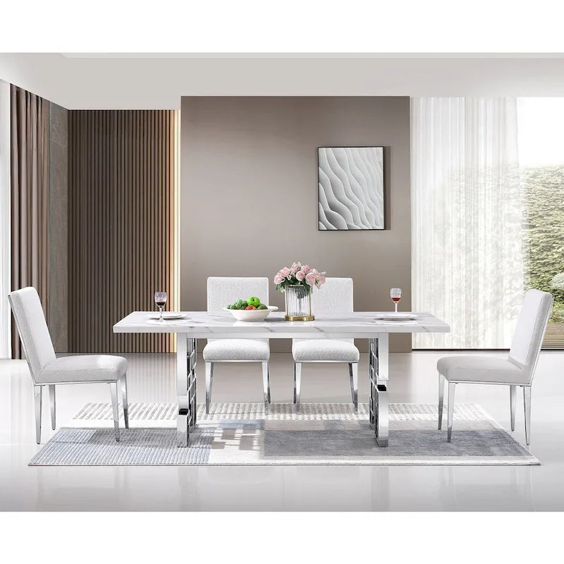 Table de salle à manger effet marbre