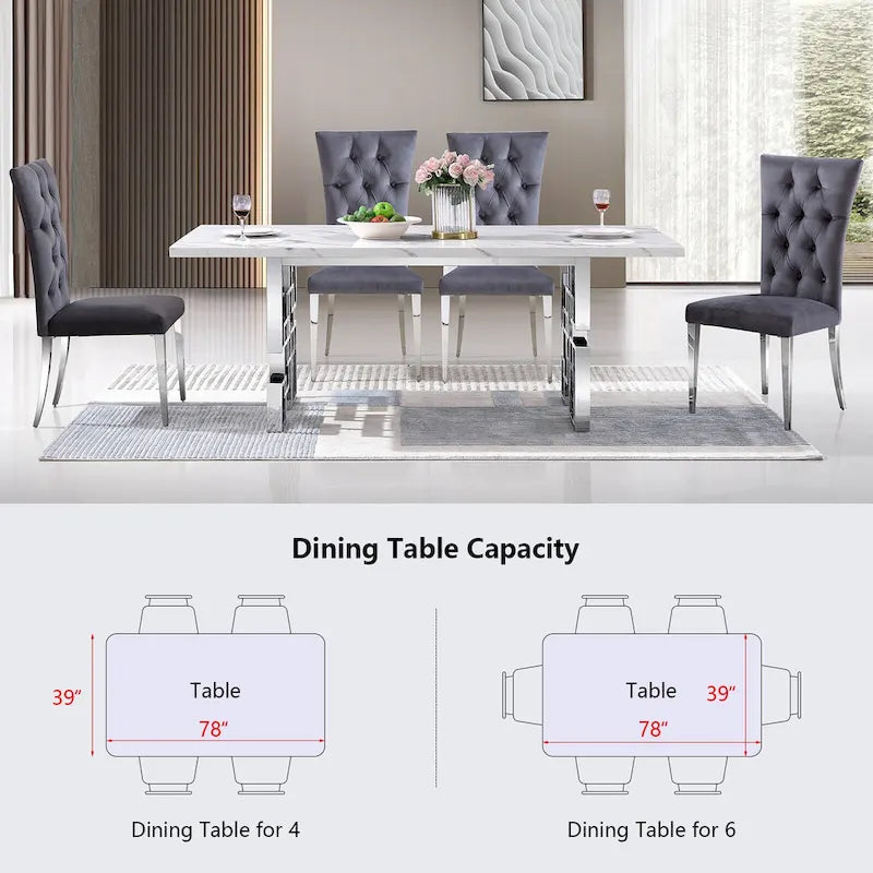 Table de salle à manger effet marbre