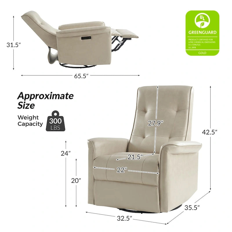 Fauteuil inclinable électrique pivotant moderne en similicuir