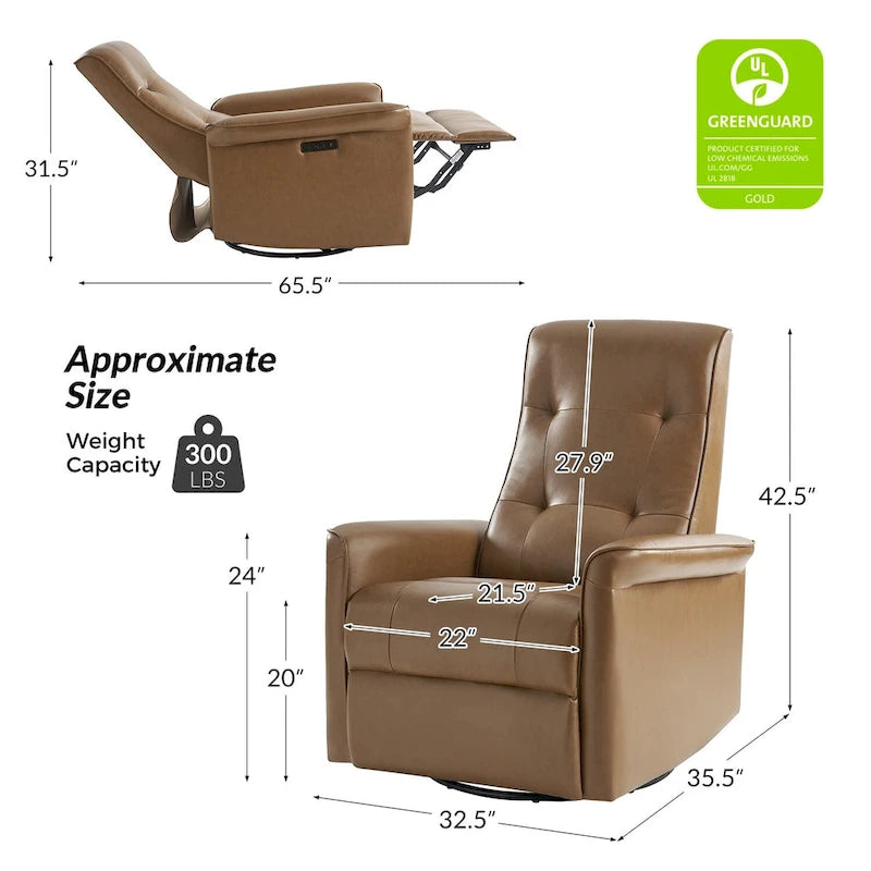 Fauteuil inclinable électrique pivotant moderne en similicuir