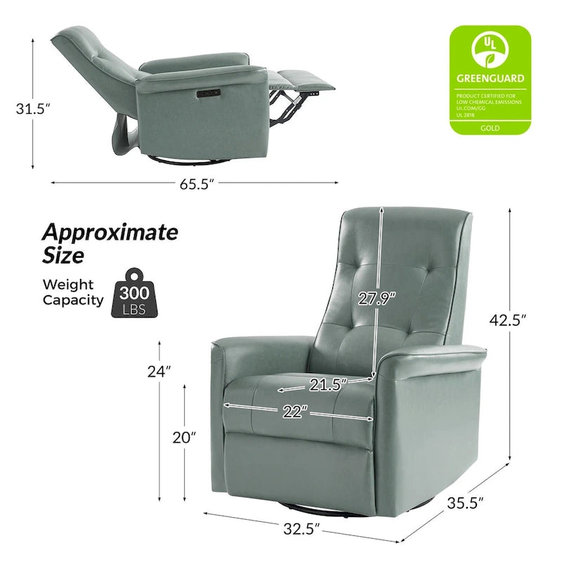 Fauteuil inclinable électrique pivotant moderne en similicuir