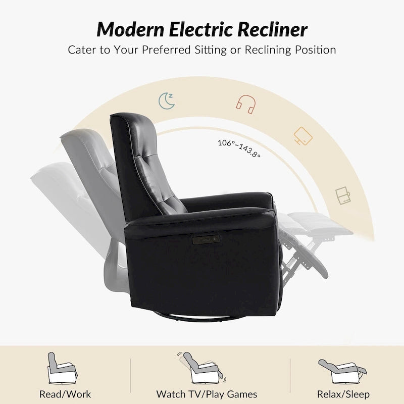 Fauteuil inclinable électrique pivotant moderne en similicuir