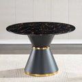 Table à manger ronde en MDF aspect marbre noir