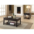 Table basse en bois avec plateau relevable, couleur noire