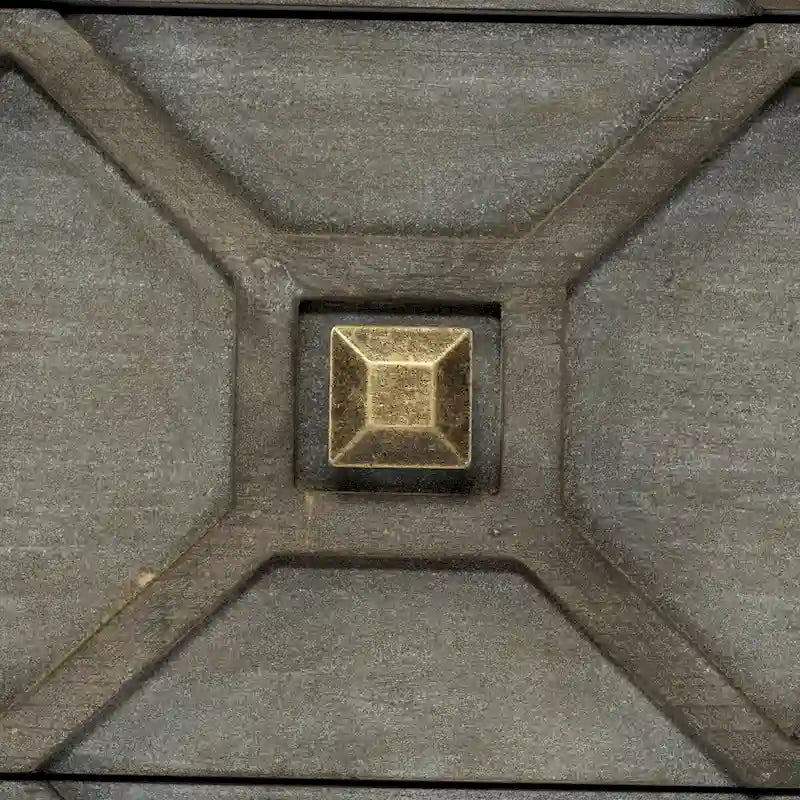 Placage de cèdre gris, cadre en métal doré, armoire latérale à neuf tiroirs