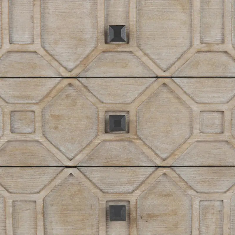 Placage de cèdre gris, cadre en métal doré, armoire latérale à neuf tiroirs