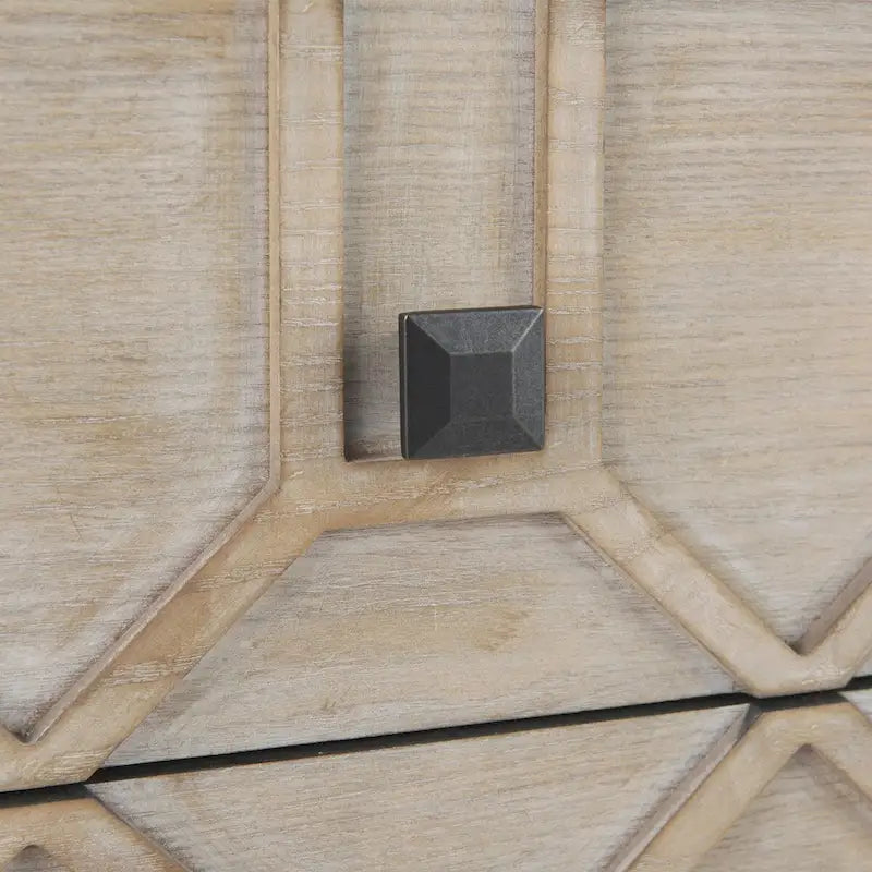 Placage de cèdre gris, cadre en métal doré, armoire latérale à neuf tiroirs