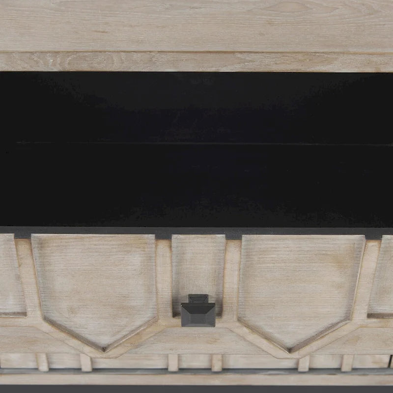 Placage de cèdre gris, cadre en métal doré, armoire latérale à neuf tiroirs