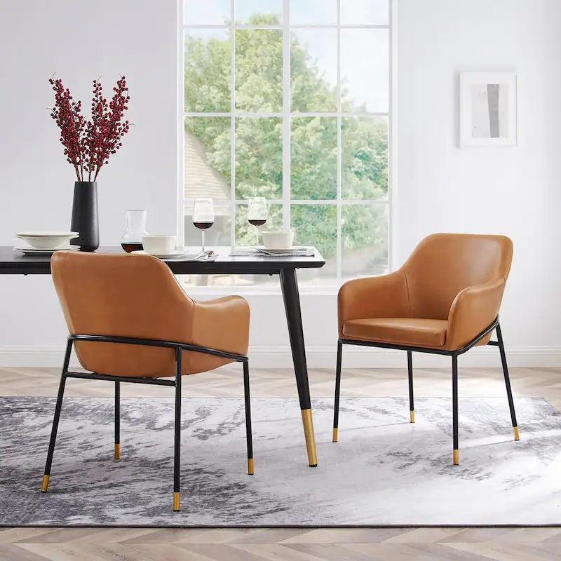 Vegan Leather Dining Chair Set of 2 - N/A