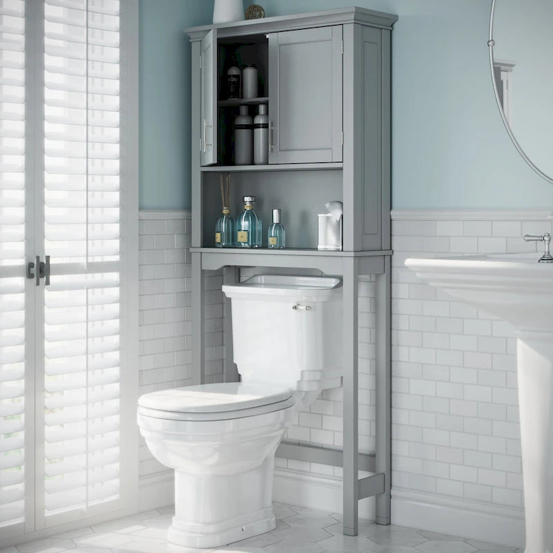 Somerset Over the Toilet Bathroom Spacesaver Wall Medicine Storage Cabinet with Adjustable Shelf - Gray