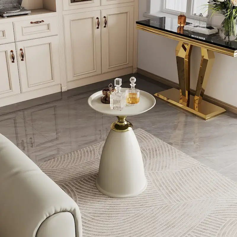 Luxury Design Iron End Table,Minimalist Round Side Table for Small Space